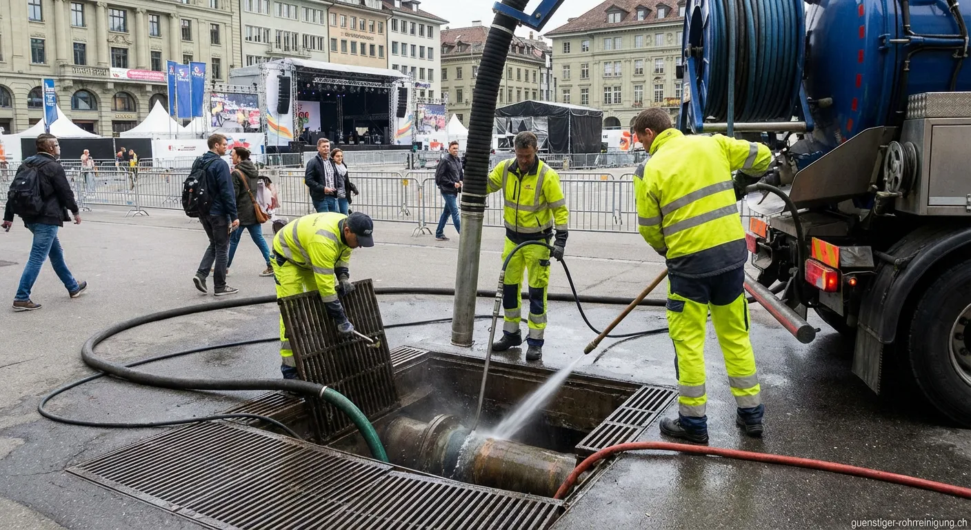 Professionelle Kanalreinigung vor Großveranstaltungen mit Spezialfahrzeug