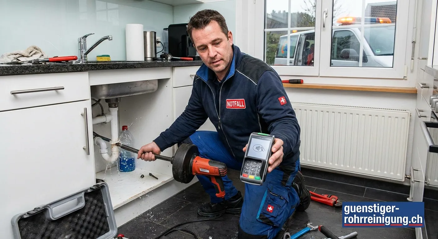 Notfall Rohrreinigung mit EC-Zahlung durch professionellen Klempner