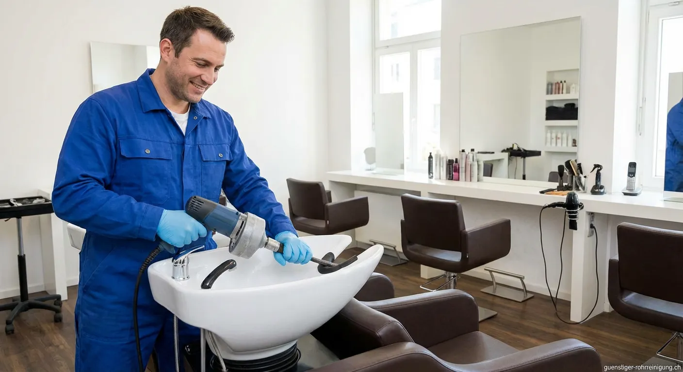 Friseur am Waschbecken mit sauberem Abfluss