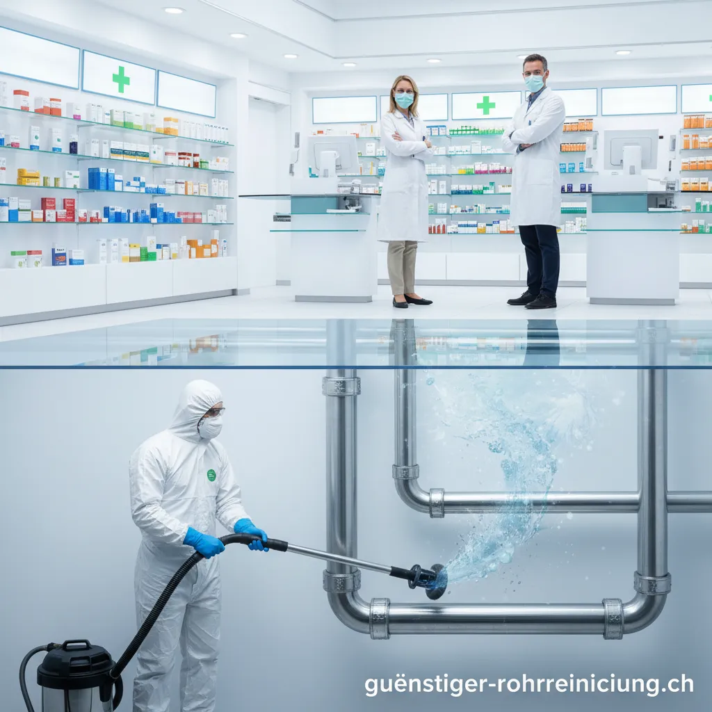 Sauberes Abflussrohr in einer modernen Apotheke