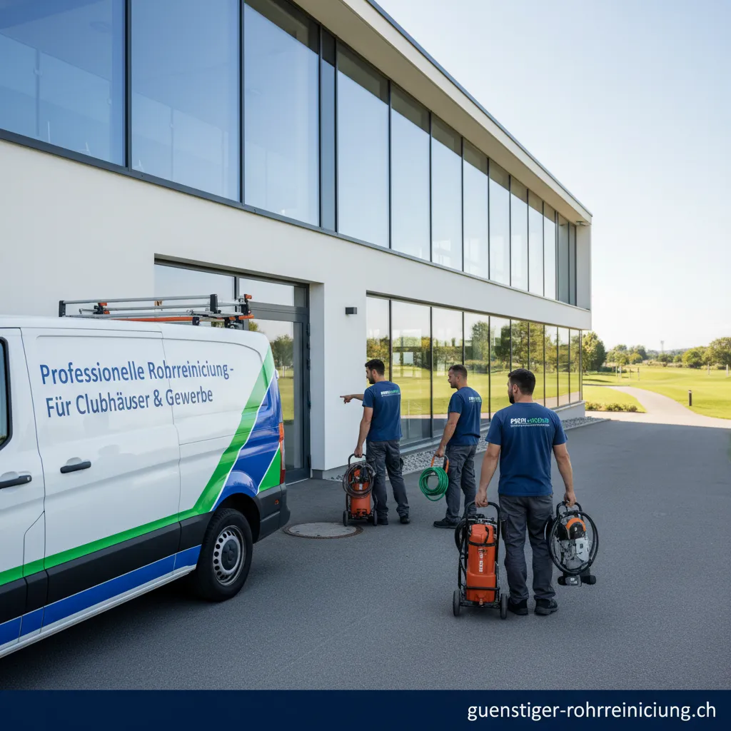 Fachmann bei der professionellen Rohrreinigung in der Küche eines Clubhauses