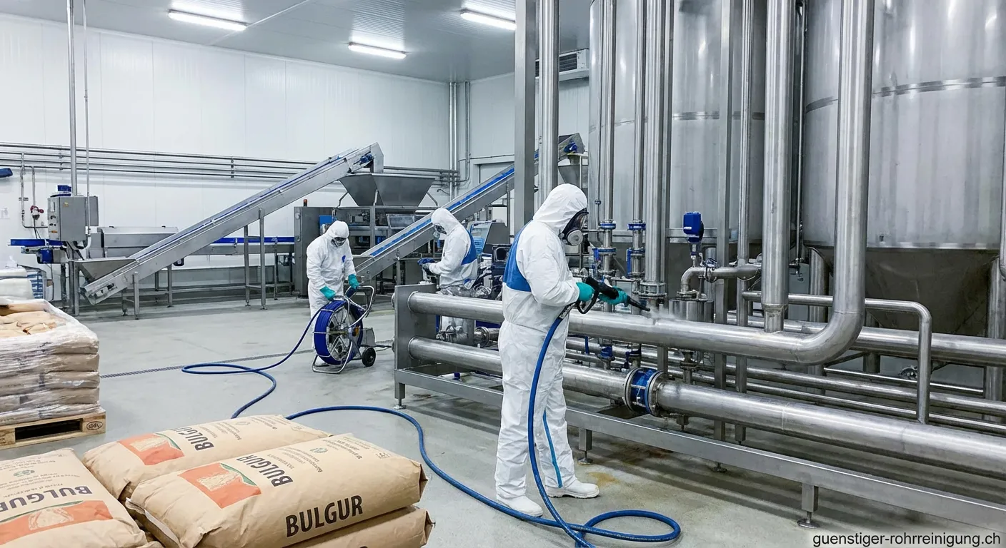 Professionelle Rohrreinigungsanlage in einer Bulgur-Fabrik