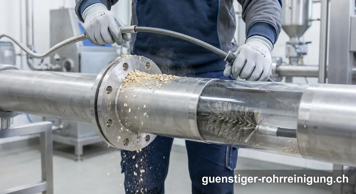 Industrielle Rohrreinigung in einer Haferflocken-Produktionsanlage
