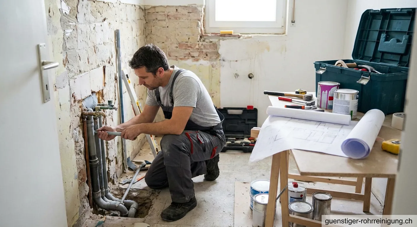 Rohrreinigung während Renovierungsarbeiten