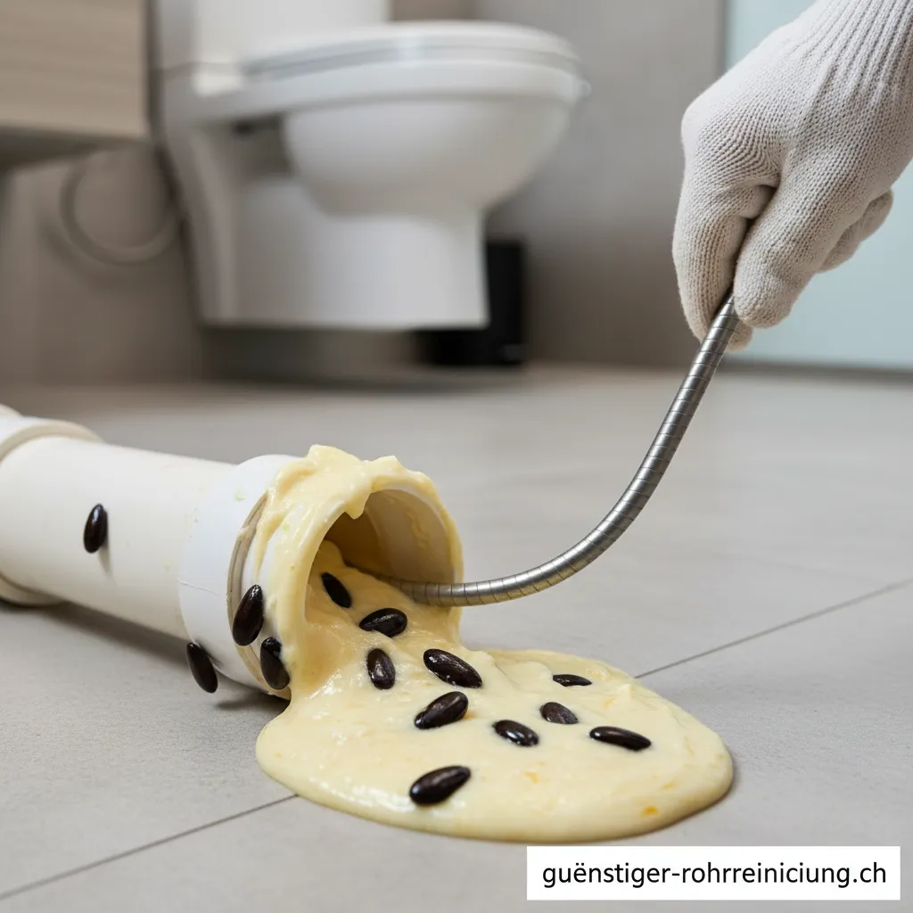 Rohrverstopfung durch Custard-Apple-Kerne in einer Küchenspüle